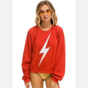 Aviator Nation Red Bolt Stitch Sweatshirt Sweater Unisex Size Medium